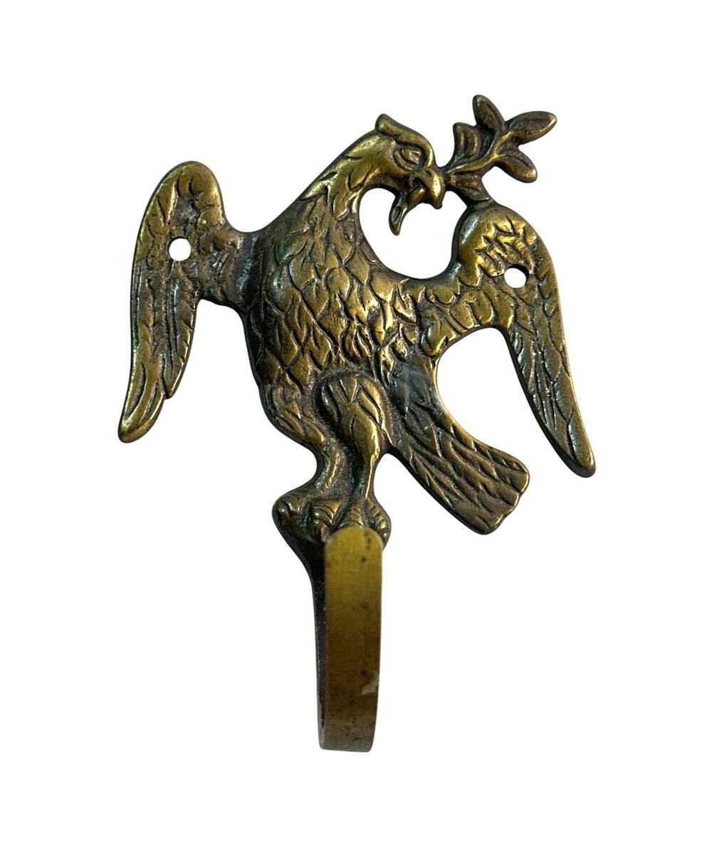 Vintage Brass American Eagle Wall Hook Olive Branch Federal Style 3.5”